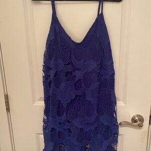Express Royal Blue Crochet Lace Mini-Dress